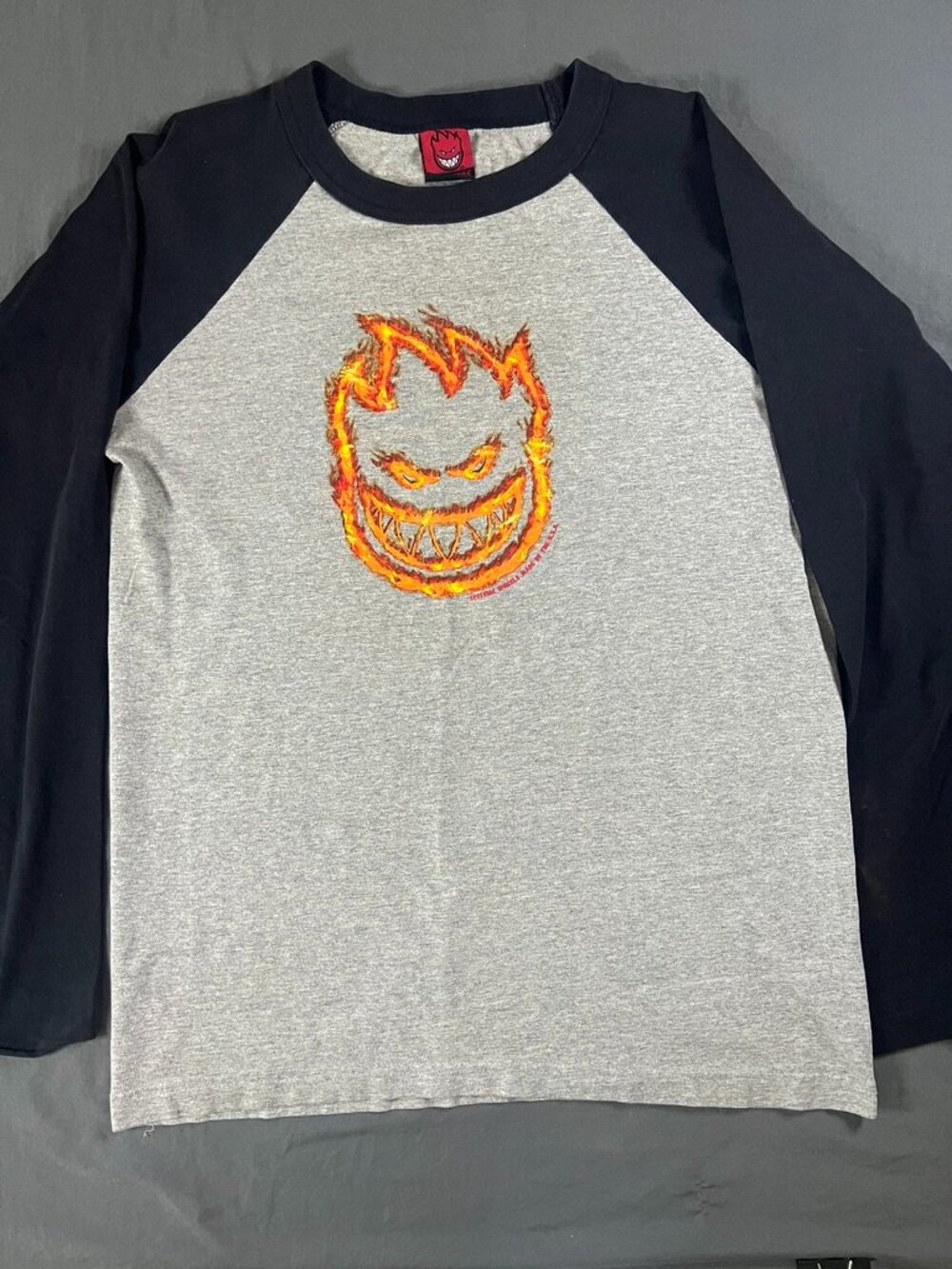 Vintage Spitfire Spit the Fire Skateboarding T-Shirt Men Size M Gray Long Sleeve